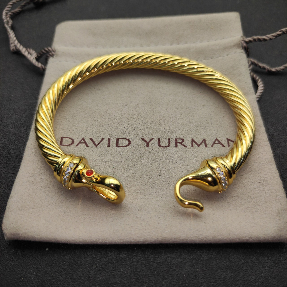 David Yurman 7mm Gold Diamond Hook Bracelet